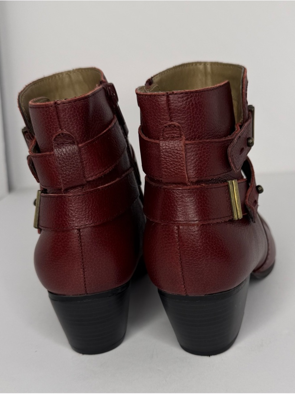 Naturalizer Women's Burgundy Leather Ankle Booties - Picture 5 of 8